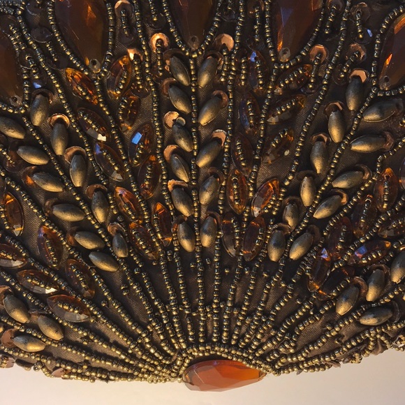 NWT Copper Brown Satin Beaded Bag & Beaded strap - Picture 6 of 8